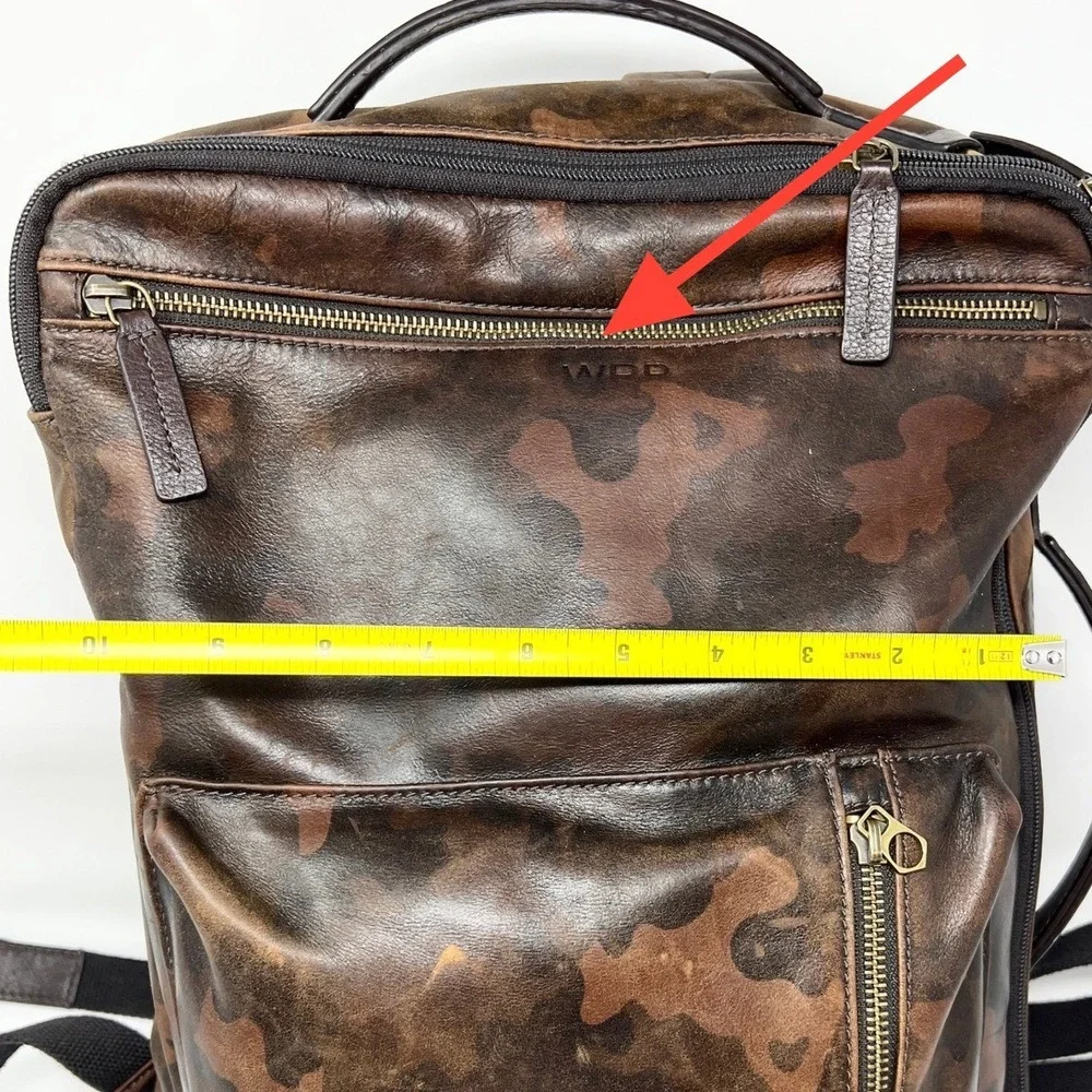 Fossil Buckner Leather Convertible Backpack Camo Brown‎ Bag Office Monogram WDD